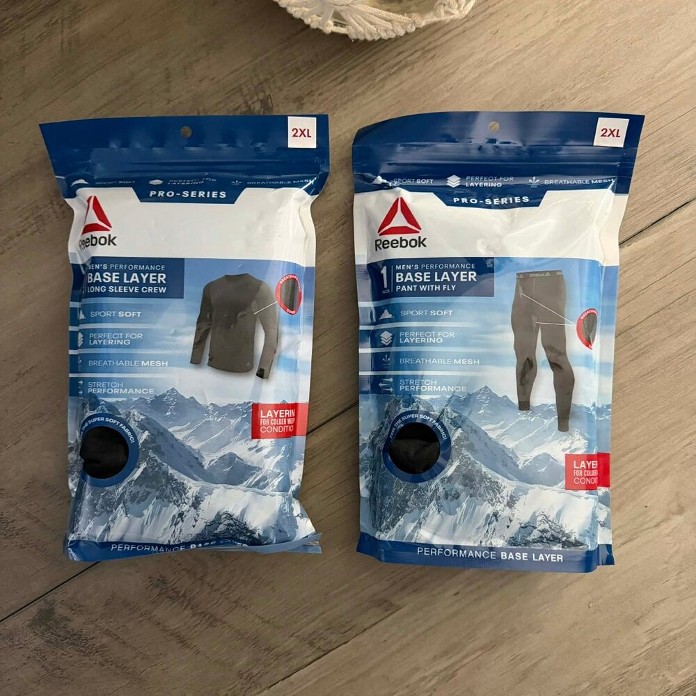 New: 2Pc Men's 2XL Black Pro Series Performance Base Layer Pant & Shirt Set